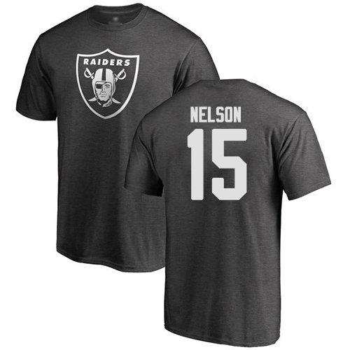 Men Oakland Raiders Ash J  J  Nelson One Color NFL Football #15 T Shirt